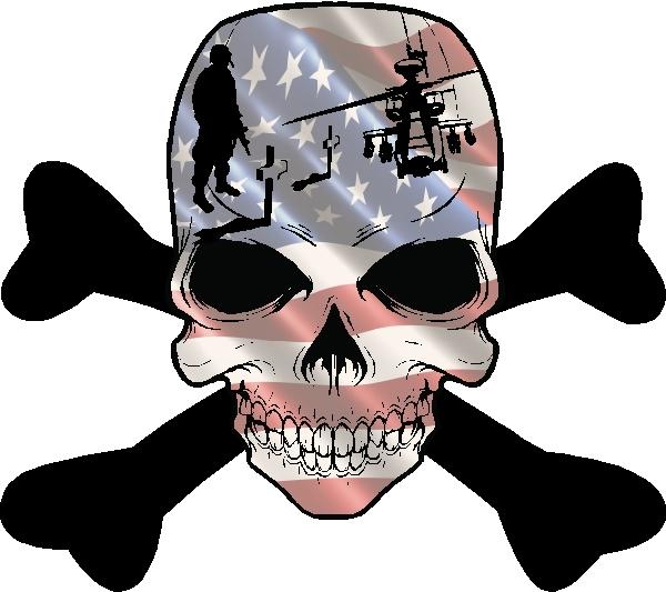 Military skull decal with mural and usa american flag