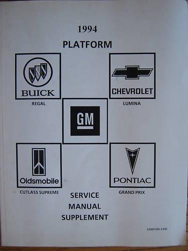 1994 gm chevy w platform service manual supplement original very good condition