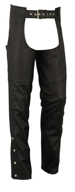 Mens black leather classic lined biker chaps size xxl