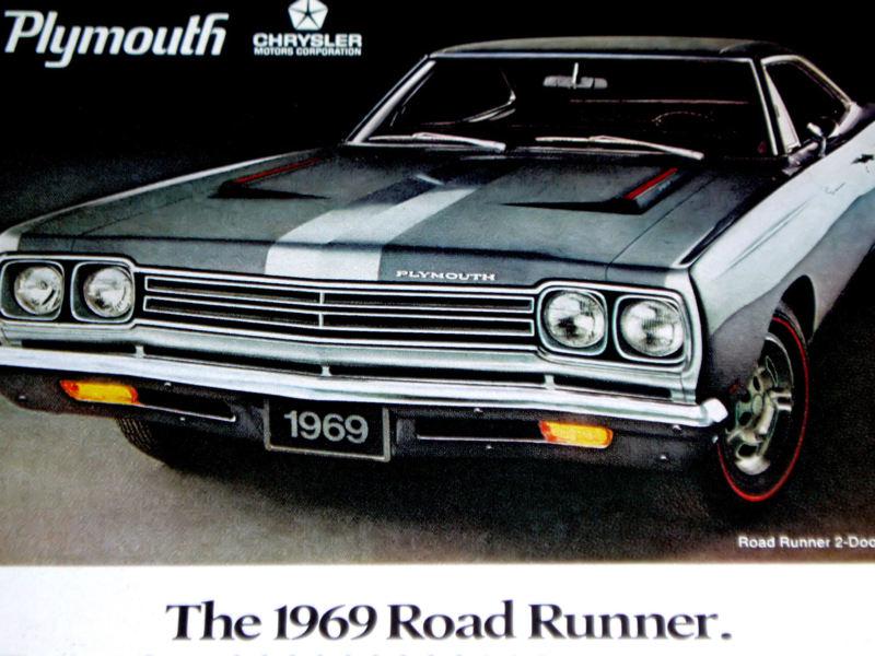 1969 plymouth road runner print ad-poster/picture-383/440/426 hemi v8 engine/68