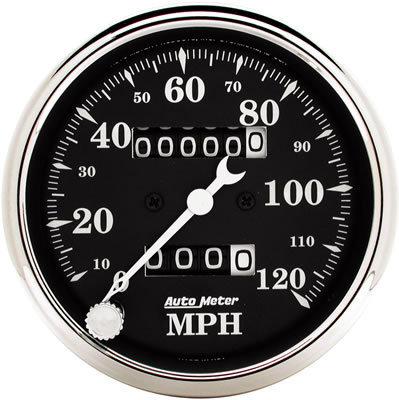 Autometer 1796 old tyme black series speedometer 0-120 mph 3 1/8" dia mechanical