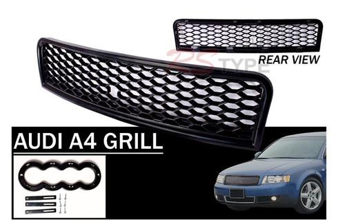 02 03 04 05 audi a4 rs style front hood mesh grill  dark black 