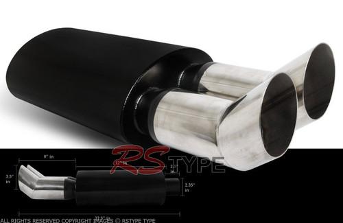 2.5" inlet black  dtm dual 3" tip exhaust muffler 