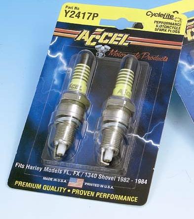 Accel platinum premium spark plugs (pair) 2418p, 6r12 harley-davidson twin cam