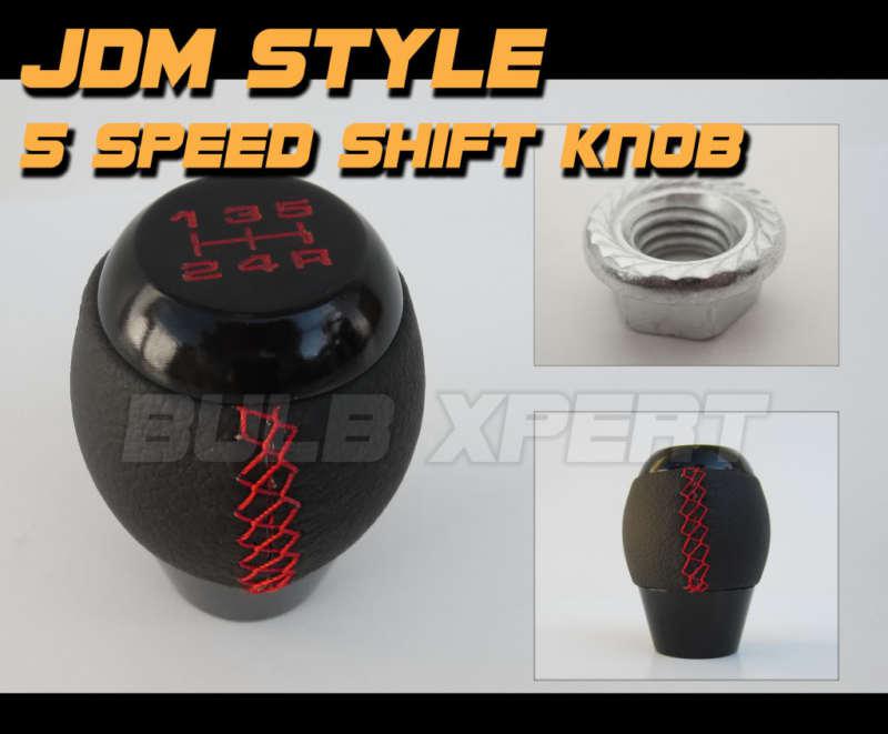 Ford focus m12 x 1.25 5 speed manual red stitch sport style shifter shift knob