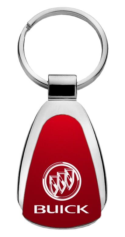 Buick red tear drop metal keychain car key ring tag key fob logo lanyard