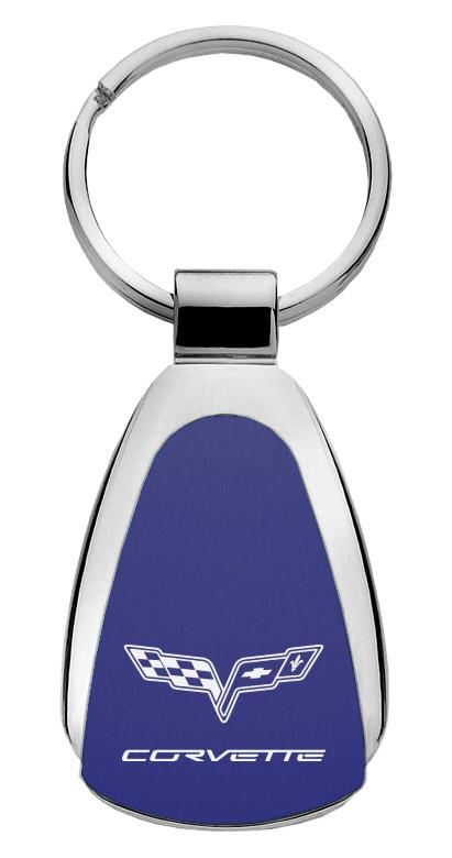 Chevrolet chevy corvette c6 blue blue tear drop key chain ring tag logo lanyard