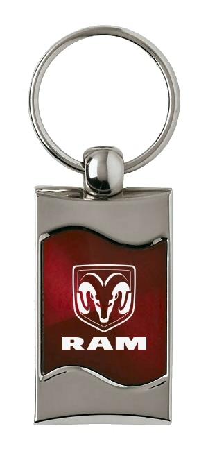 Dodge ram burgundy rectangular wave key chain ring tag key fob logo lanyard