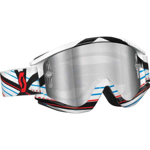 White/silver chrome scott usa recoil xi pro grid locke goggles