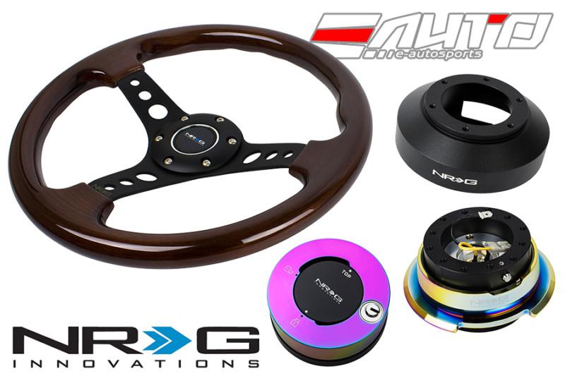 Nrg 330mm brown wood bk o spoke steering wheel 141h hub 2.8 bkmc release lock mc