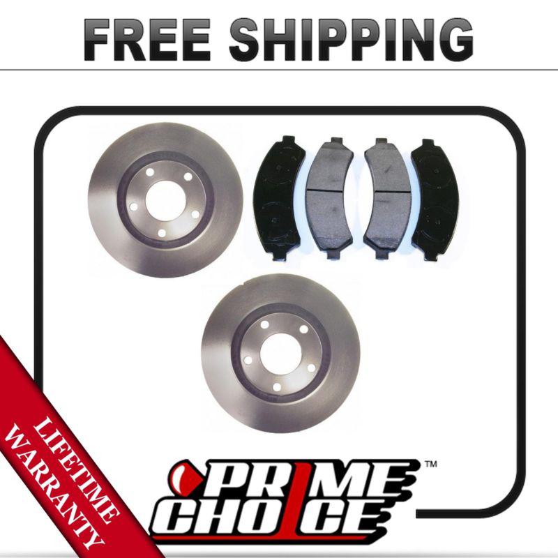 Front metallic brake pads & disc rotors kit left & right pair lifetime warranty