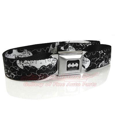 Batman white logo seat-belt buckle black belt + free gift, licensed product