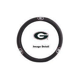 Georgia university bulldogs team logo genuine leather steering wheel cover