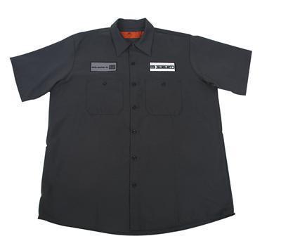 Mechanic's shirt button down cotton/polyester charcoal embroidered shelby logo m