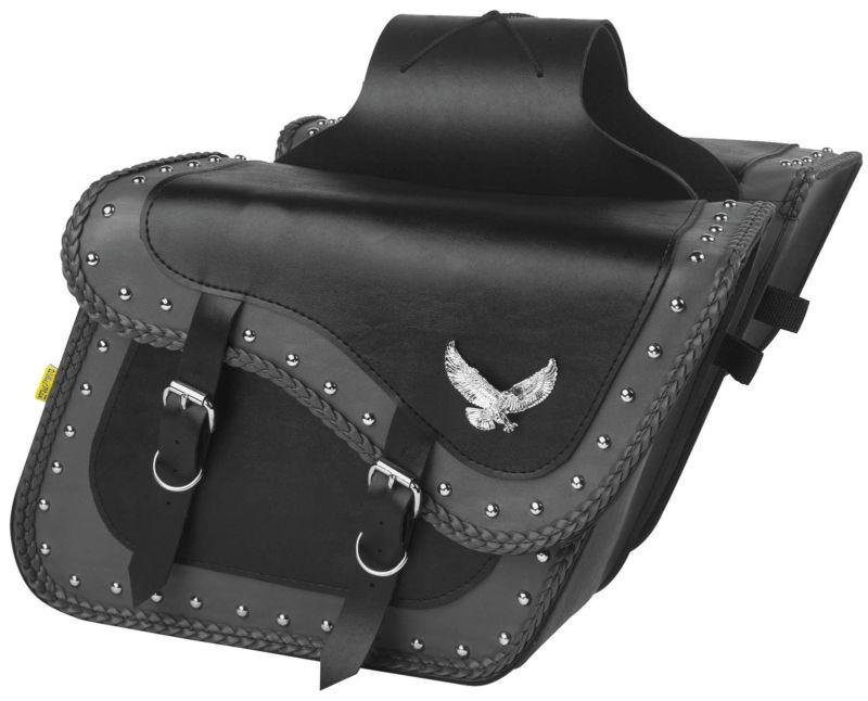 Willie & max gray thunder studded super slant saddlebags,black/gray,16"x11"x6.5"