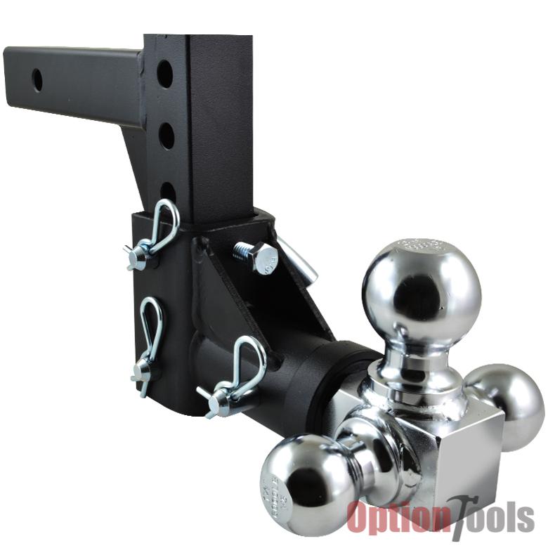 3 ball adjustable drop turn trailer tow 2" hitch mount towing truck solid auto