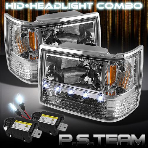 93-98 grand cherokee 6in1 crystal led headlights w/corner+6000k slim ballast hid