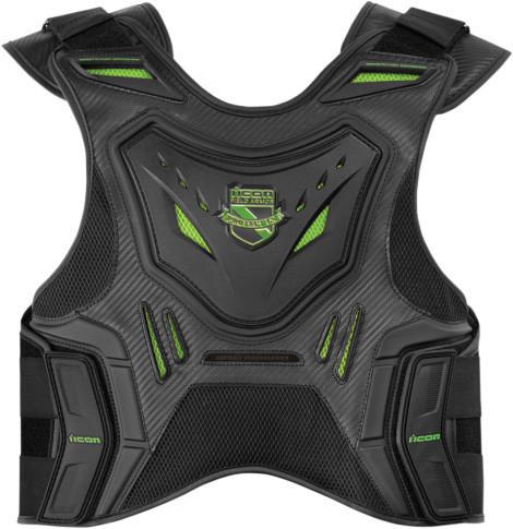 Icon field armor stryker motorcycle vest chest protector black green l / xl