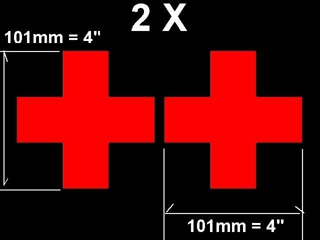 2 x (4" x4") two red medical emt cross vinyl decal sticker