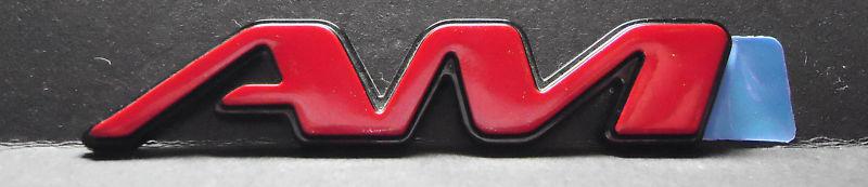 New genuine oem gm red on black pontiac grand "am" emblem /script 3 1/8" x 5/8" 