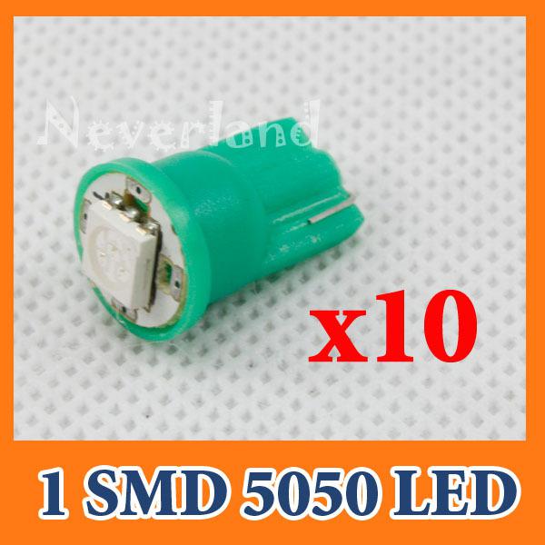 10x t10 168 194 1 led 5050-smd wedge side turn signal light lamp bulb grenn 12v