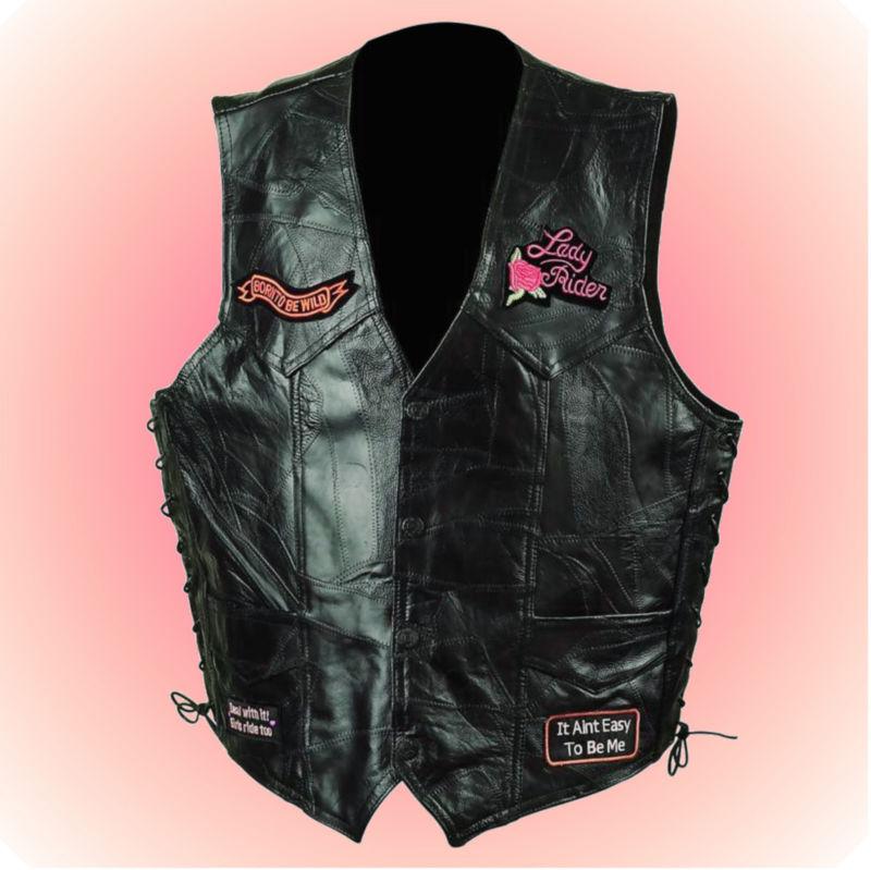 Lady rider-motorcycle vest-w/patches-size 4x -free s&h