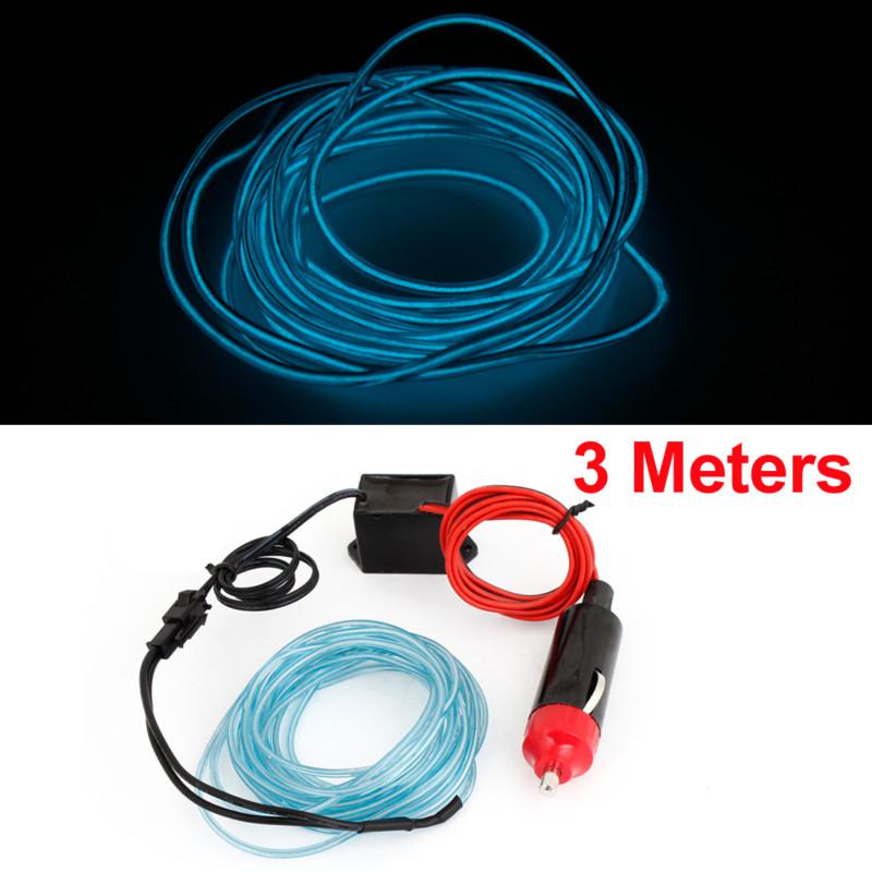 3m long ice blue el wire neon waterproof glow light strip for bar auto