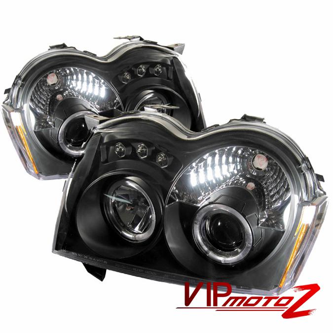 2005-2007 jeep grand cherokee new black projector halo angel eye led headlight