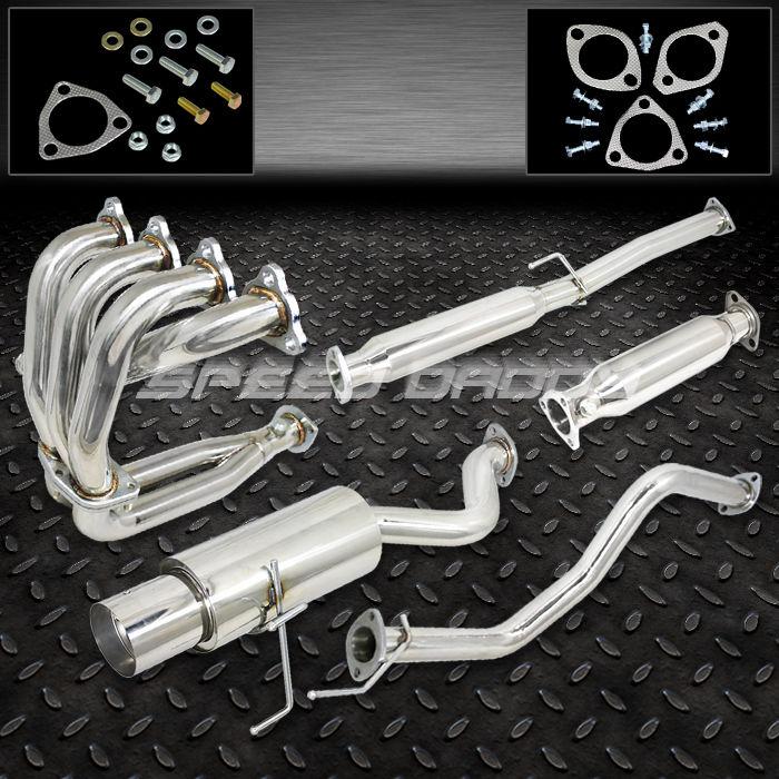 4.5" muffler tip catback/cat back+header+piping exhaust 96-00 civic ek ej em hb