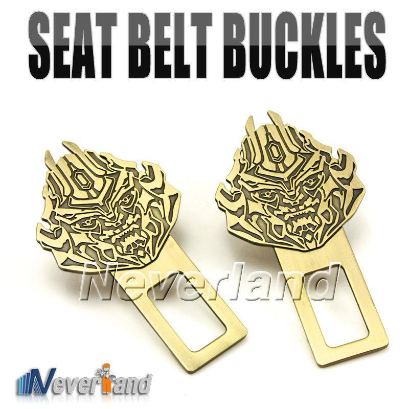 2x transformers decepticons car safety seat belt socket buckles clasp stop alarm