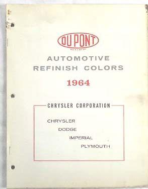 1964 chrysler dodge plymouth  color paint chip chart all models original mopar 