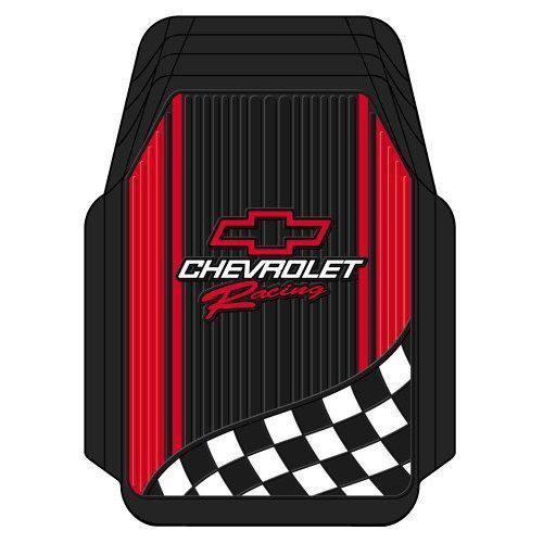 Plastcolor 1350r01 chevy racing with flag trim-to-fit molded front floor mats -