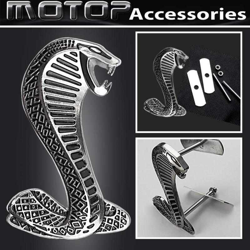 Cobra logo 3d metal super snake front hood grille badge emblem