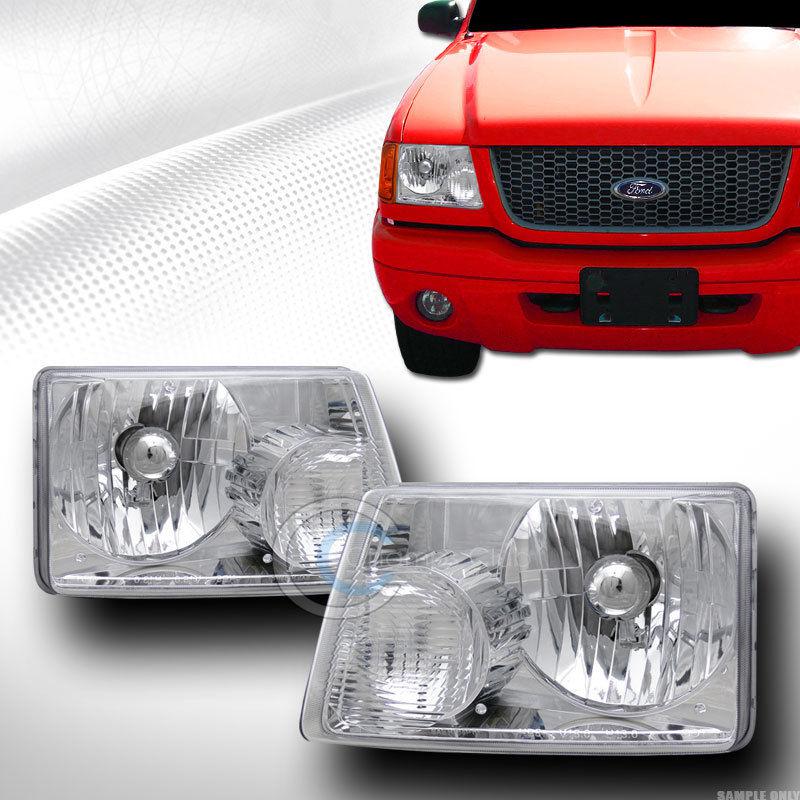 Crystal chrome clear head lights lamp left+right pair k2 01-11 ford ranger truck