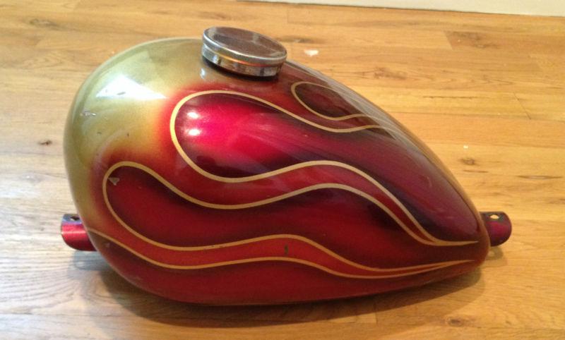 Vintage harley wassell flames peanut gas tank custom paint bates bobber chopper 