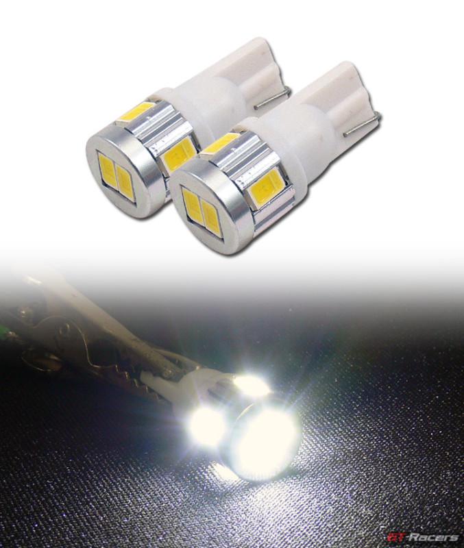 2x white t10 wedge 6x high power 5730 smd led light bulb 2450 2652 2921 2825 w5w