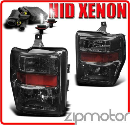 2008 2009 2010 ford super duty pickup smoke crystal headlight+hid 6000k kit lamp