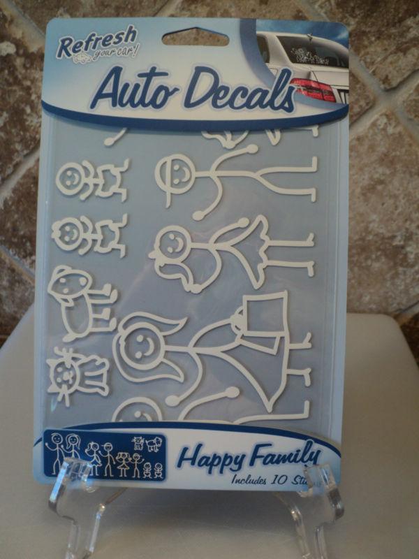 Auto decals~happy family stick figures~includes 10 stickers~you customize~nip!