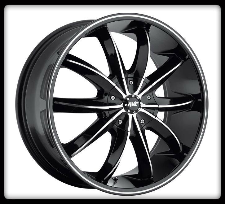 20" x 8" avenue a608 20 inch black machined 5x114.3 5x4.5 5x120 lhs wheels rims