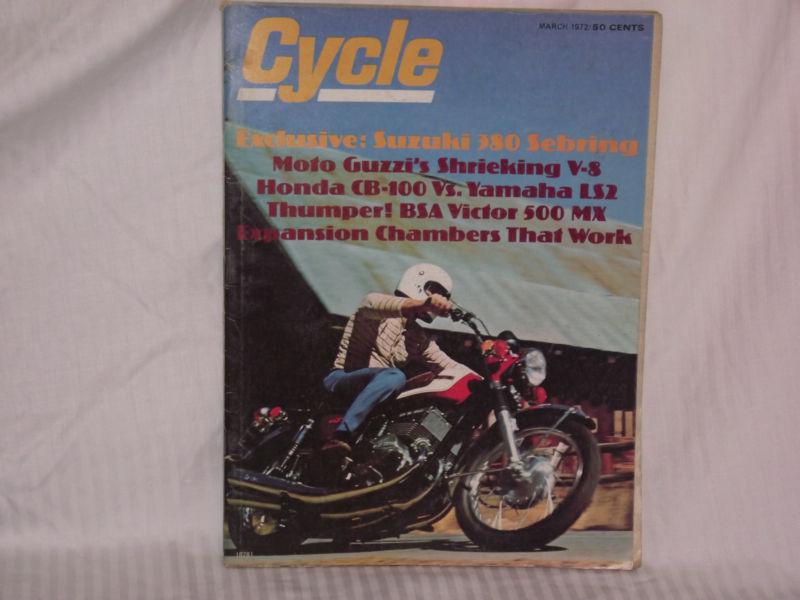 Cycle magazine march 1972 suzuki380 guzzi v8 bsa victor 500mx cb100 vs yam ls2