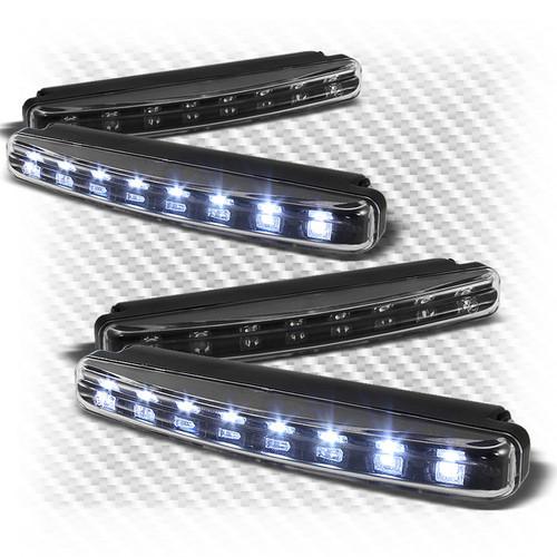 4x jdm black super hyper white 8 leds drl daytime bumper lights / fog lights set