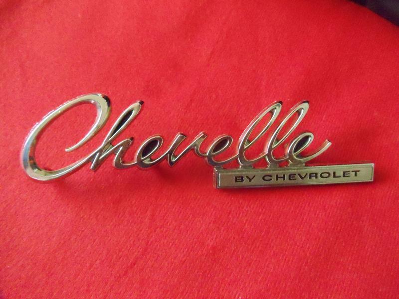 1969 "chevelle by chevrolet"  rear trunk deck lid trim script emblem "original"