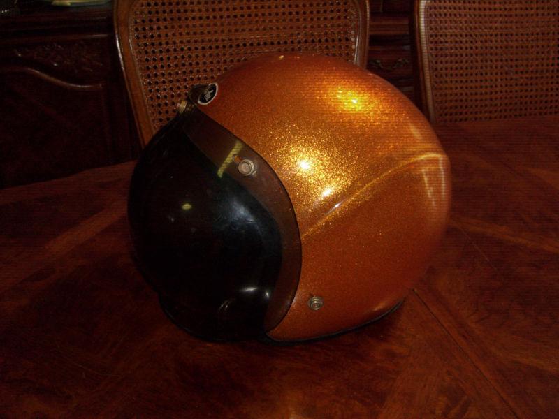 Vintage old school bon aire lear siegler bubble shield spoiler s-80 gold helmet