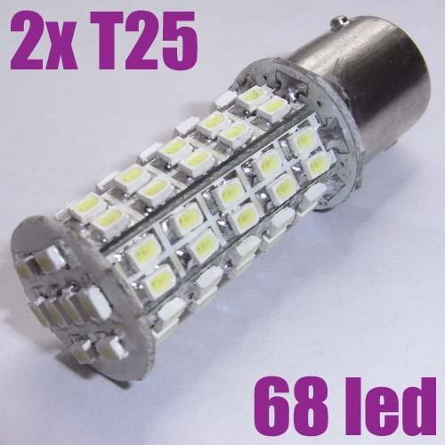 2x 1157 t25 bay15d 68 smd super white tail stop signal 68 led car light bulb