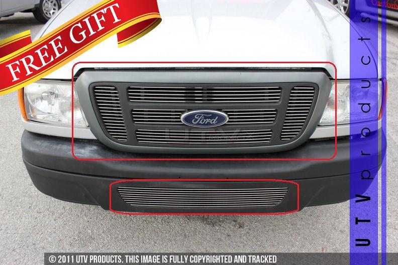 2004 2005 ford ranger billet grille upper & bumper 7pc kit chrome combo 04 05