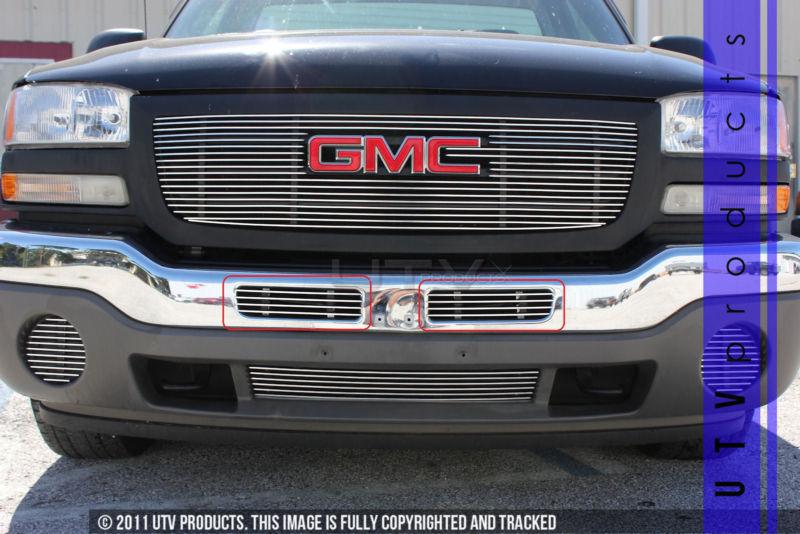 2003 - 2007 gmc sierra 2pc chrome bumper inserts billet grille kit