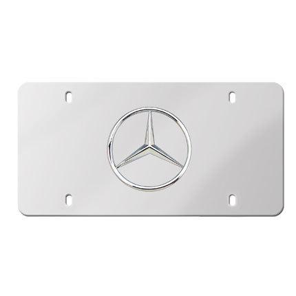 New genuine mercedes 3d star chrome stainelss steel license plate marque frame 