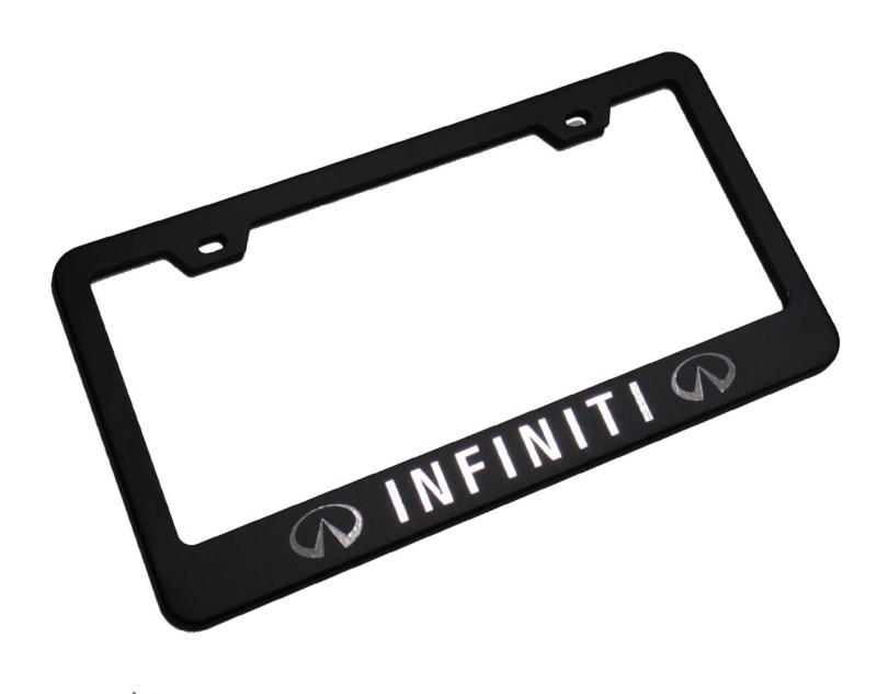 Infiniti black metal license plate frame + 2 free caps