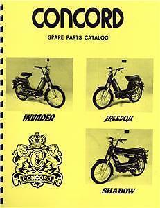 Concord invader, freedom & shadow moped parts manual