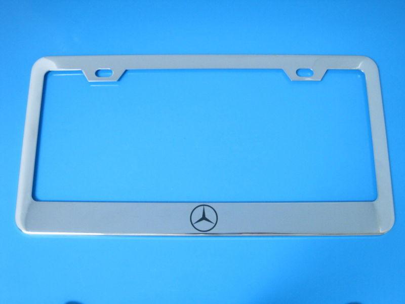 Mercedes logo clk cl slk sl s class superior chrome license frame + screw caps